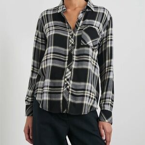 Rails Black and White Plaid Button down Hunter Shirt size Small